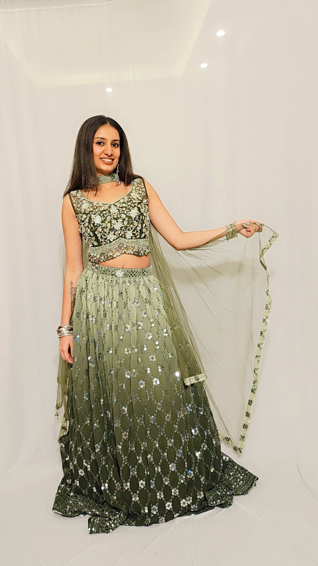 Green Ombre Lehenga