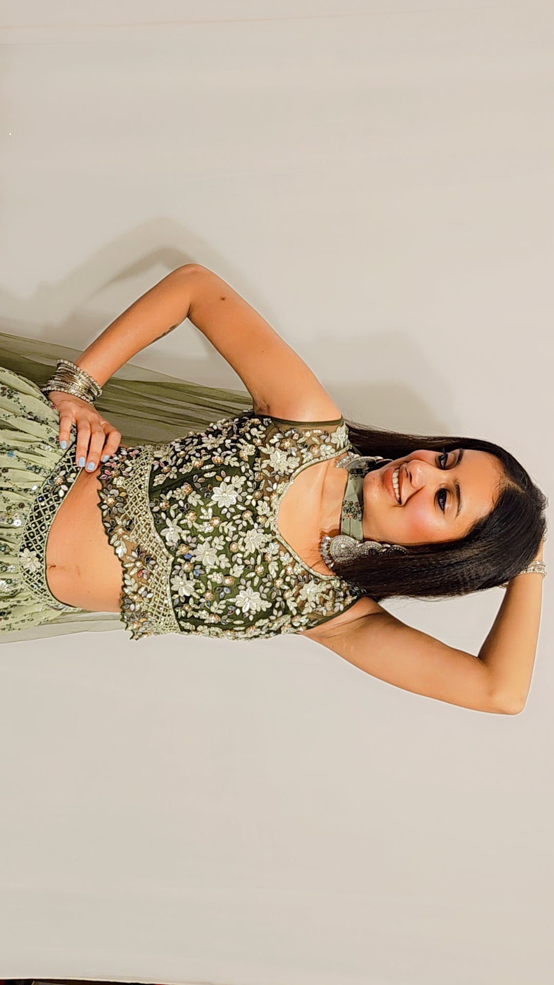 Green Ombre Lehenga