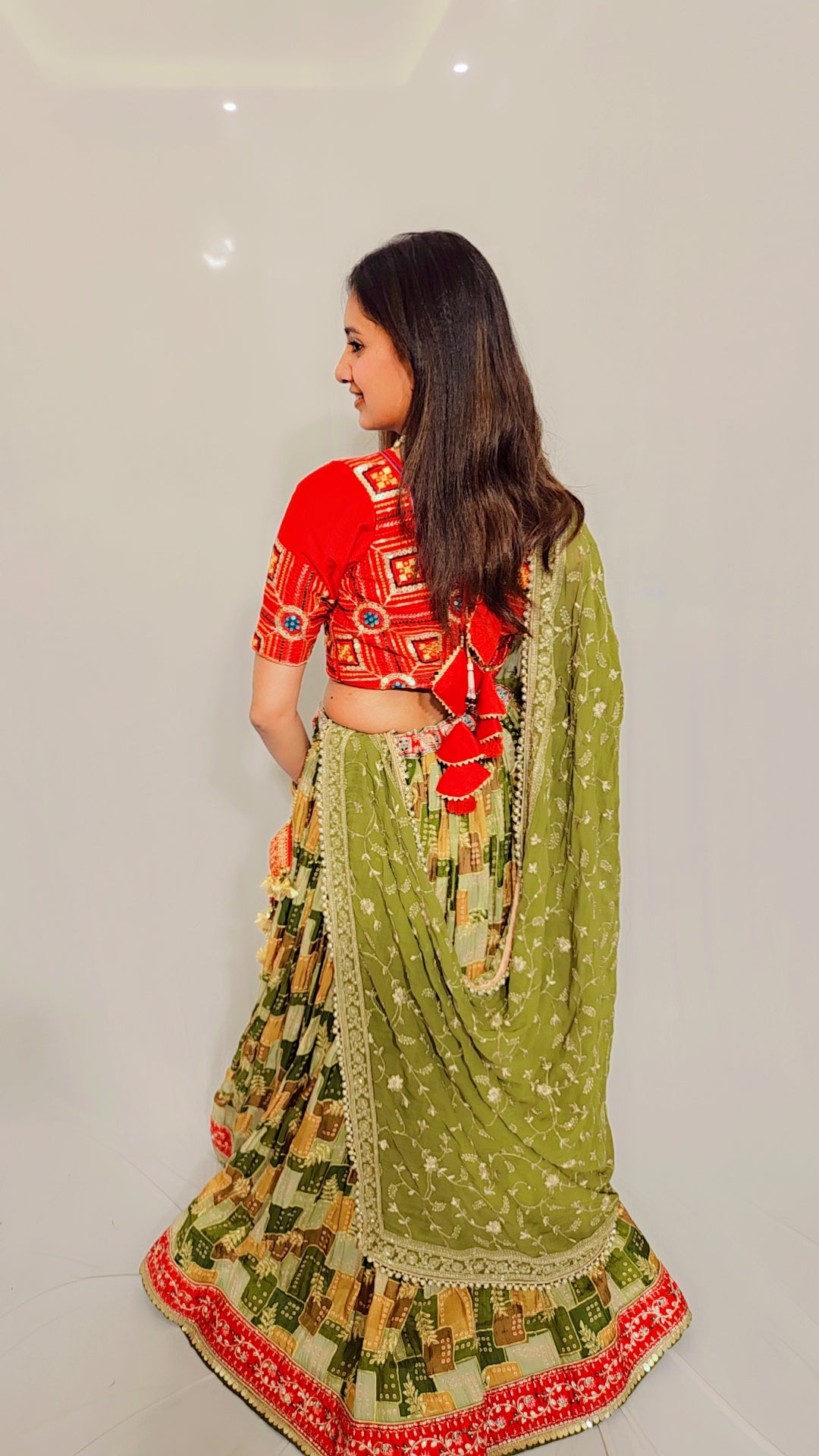 Red Green Maharani Lehenga