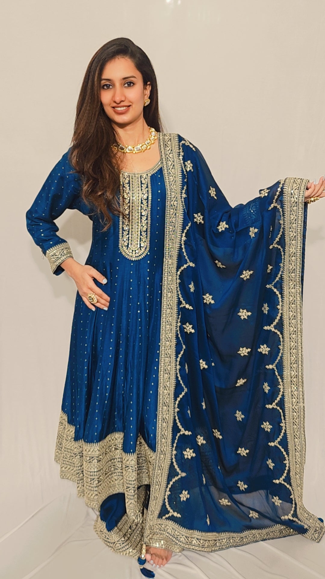Teal Anarkali Set