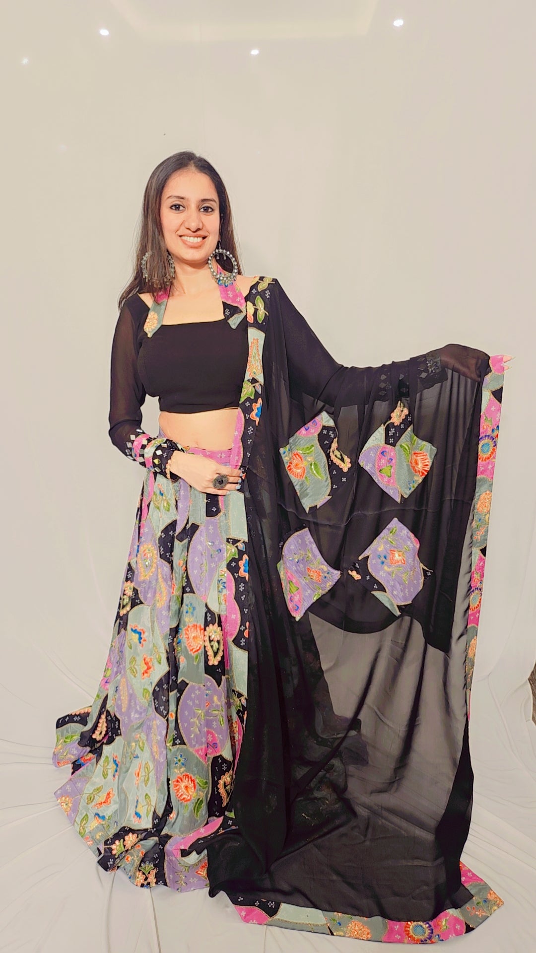 Black Multi Lehenga
