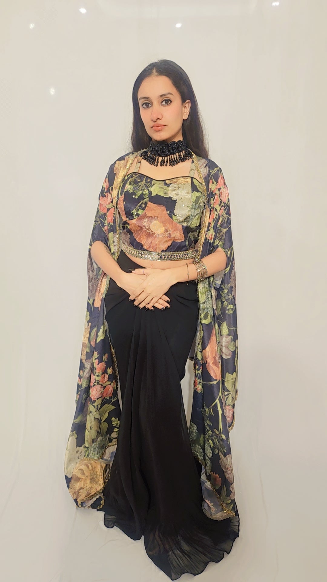 Black Dhoti Shrug Set