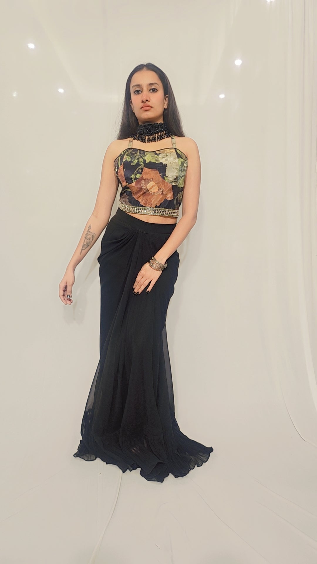 Black Dhoti Shrug Set