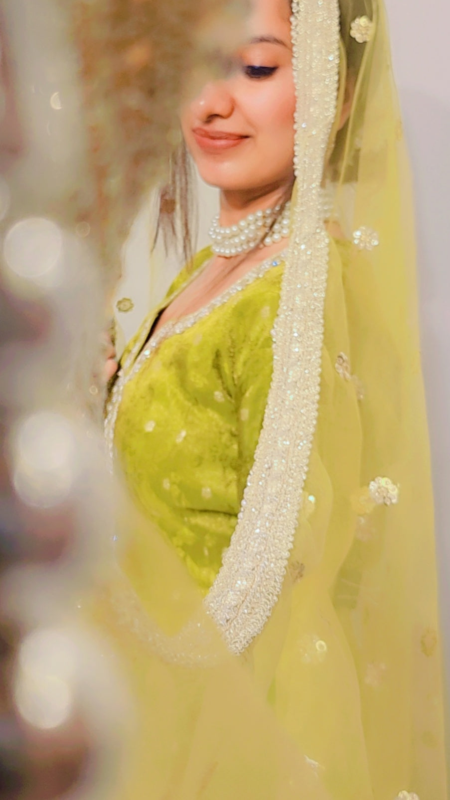 Green Gold Anarkali Set