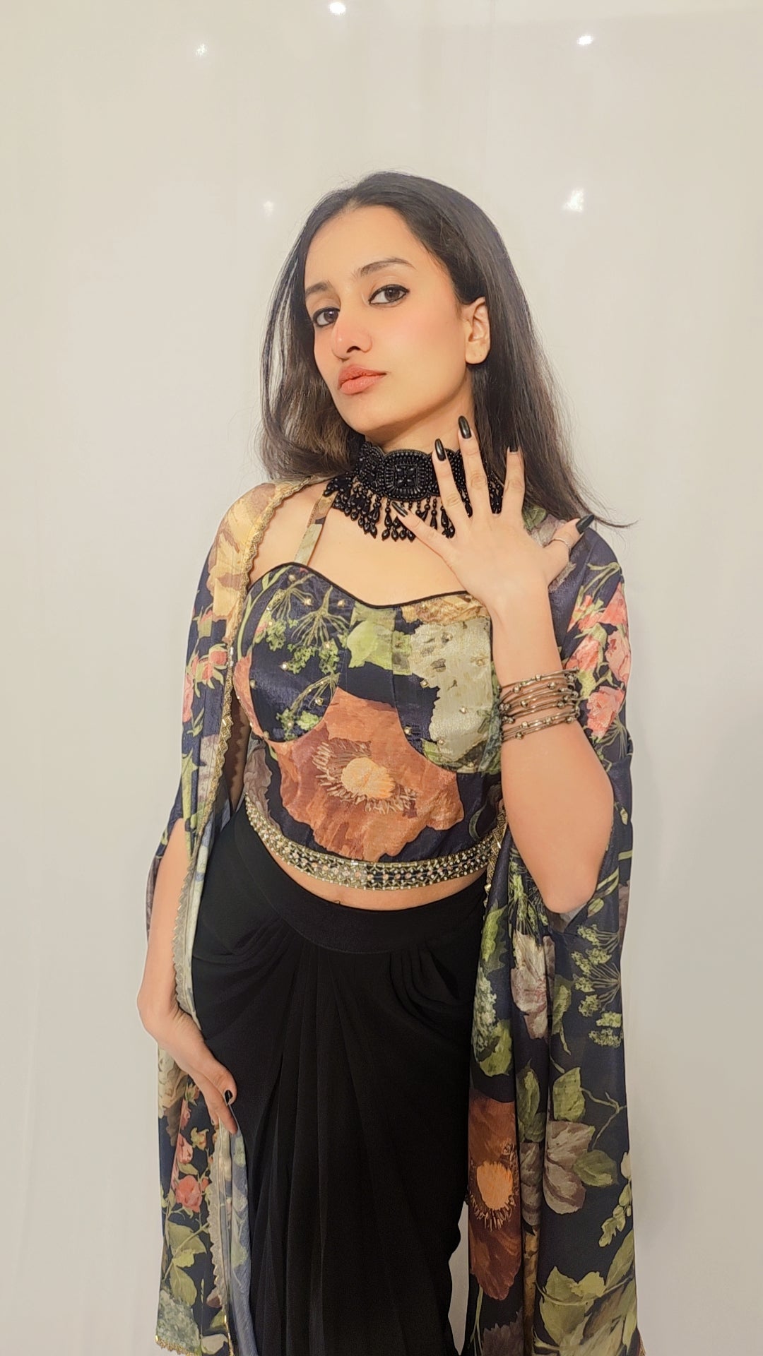 Black Dhoti Shrug Set
