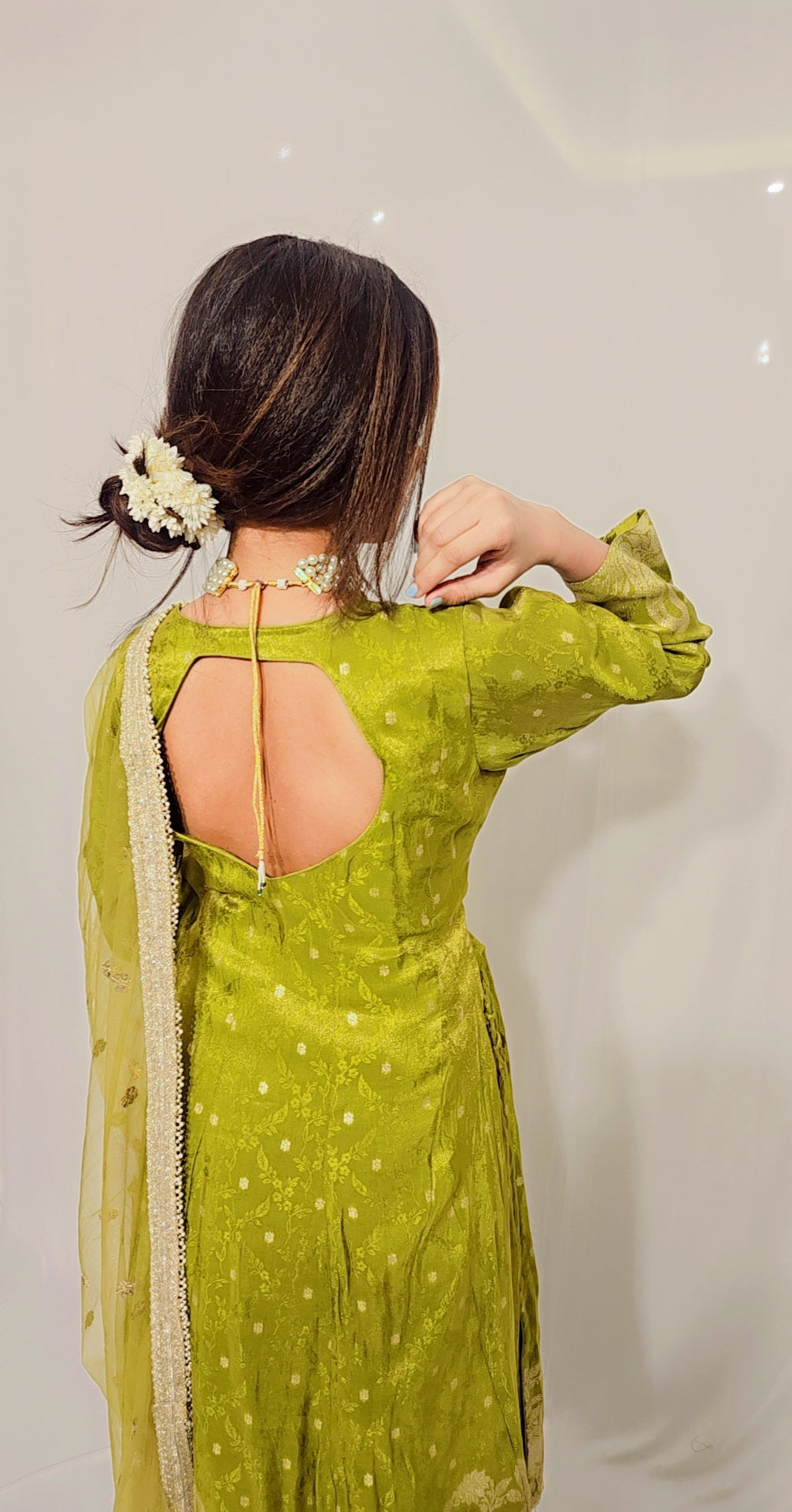Green Gold Anarkali Set