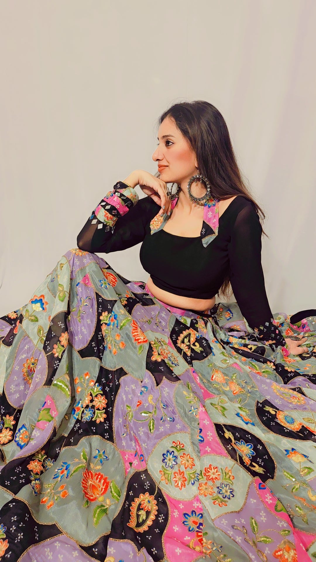 Black Multi Lehenga