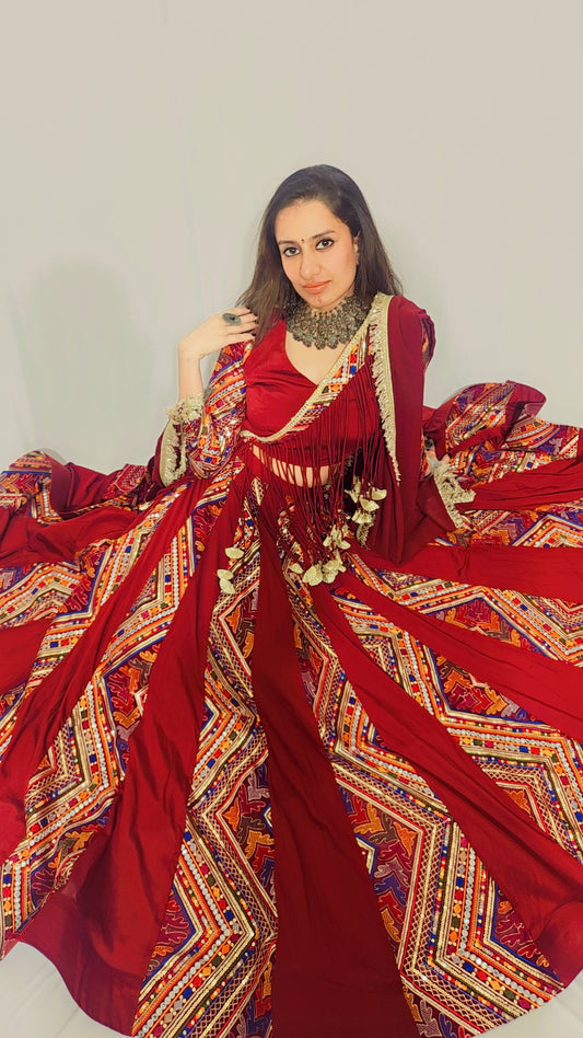 Maroon Festive Lehenga