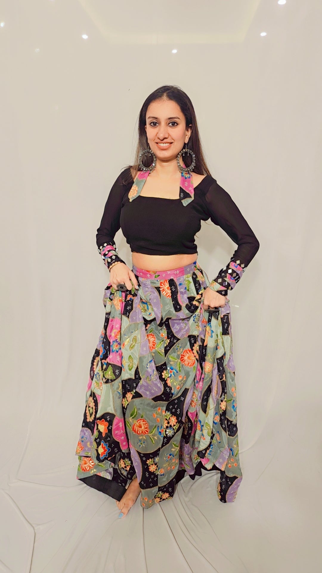 Black Multi Lehenga
