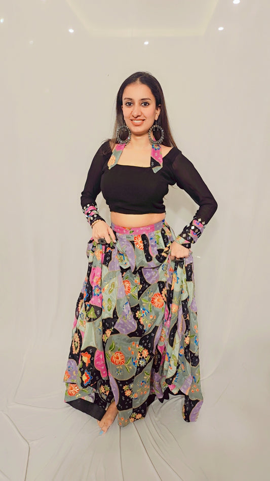 Black Multi Lehenga