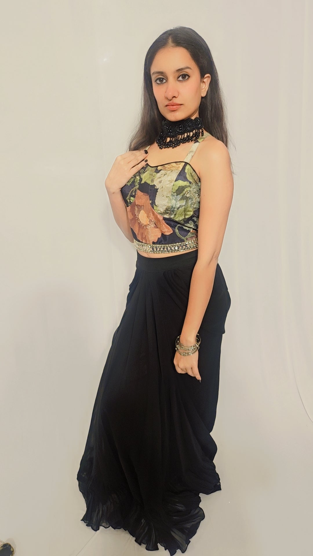 Black Dhoti Shrug Set