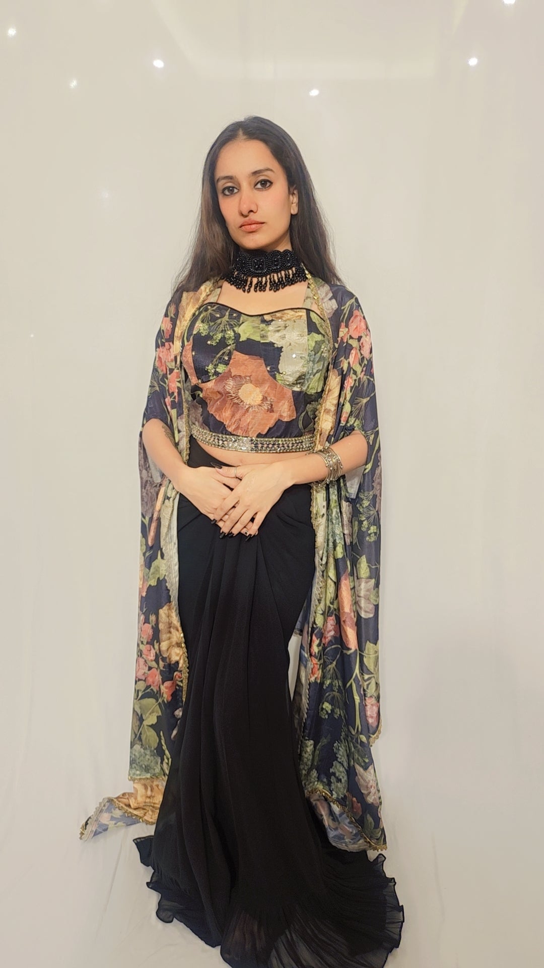 Black Dhoti Shrug Set
